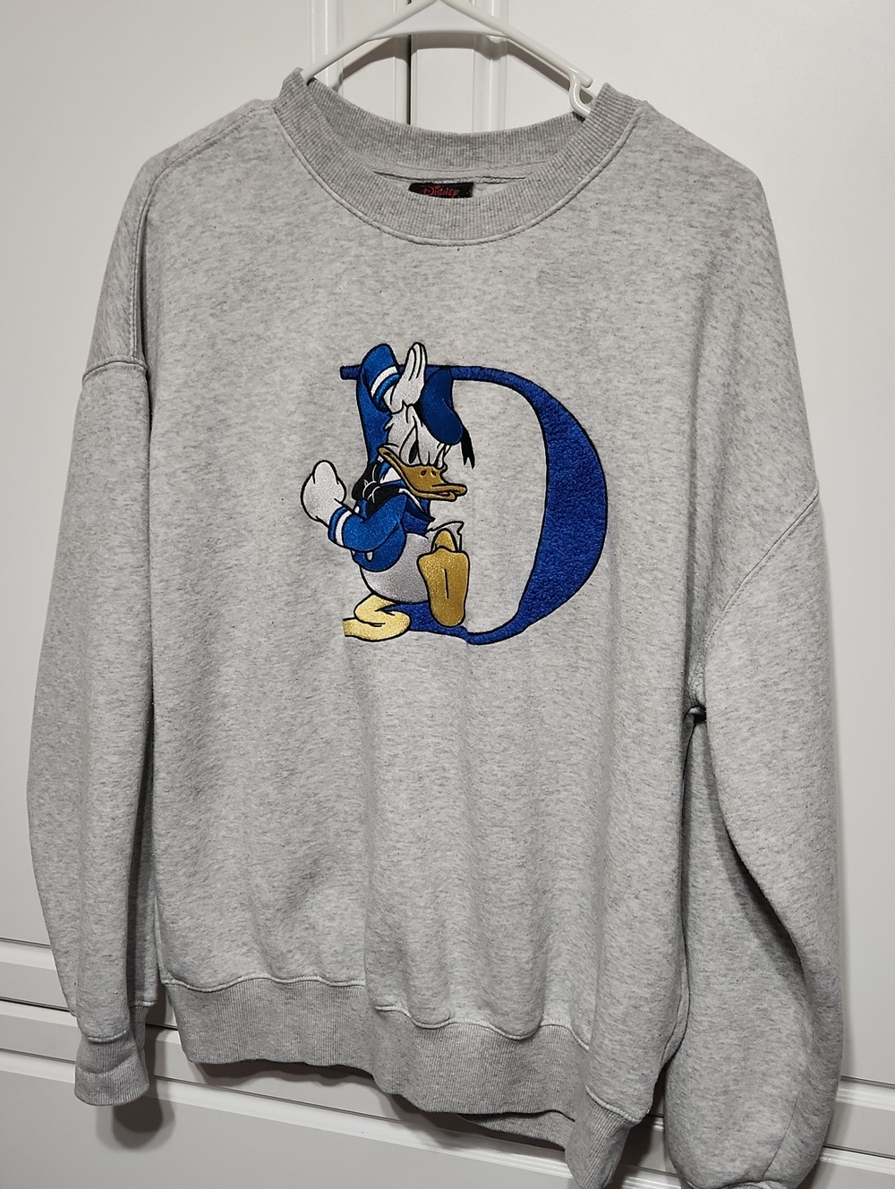 Donald Duck Embroidered Grey Crewneck Sweatshirt